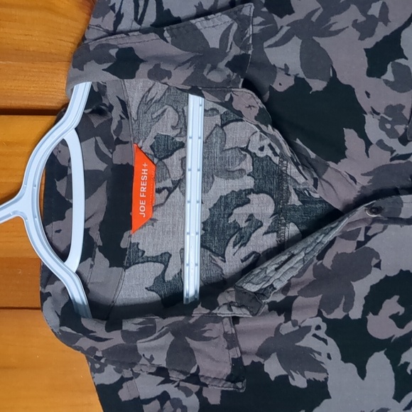 JOE FRESH+*  cotton blend long sleeve half button front collared midi dress camo - Picture 5 of 11